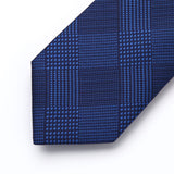 Houndstooth Tie Handkerchief Set - A-12 BLUE/NAVY BLUE 
