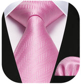 Stripe Tie Handkerchief Set - PINK 