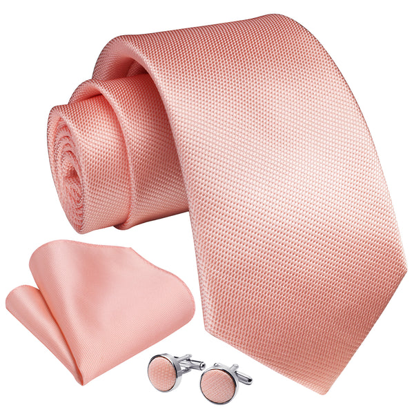 Stripe Tie Handkerchief Cufflinks - A02-PEACH 