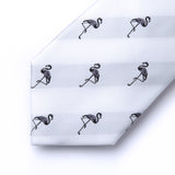 Flamingo Tie Handkerchief Set - 03-WHITE 