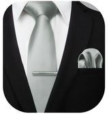 Solid Tie Handkerchief Cufflinks - L- DARK GREY 