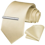 Solid Tie Handkerchief Cufflinks - A- LIGHT CHAMPAGNE 