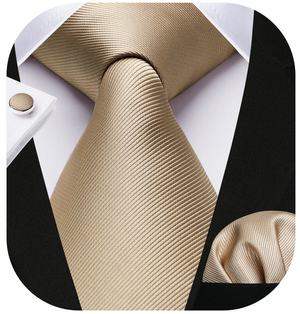 Solid Tie Handkerchief Cufflinks - CHAMPAGNE 