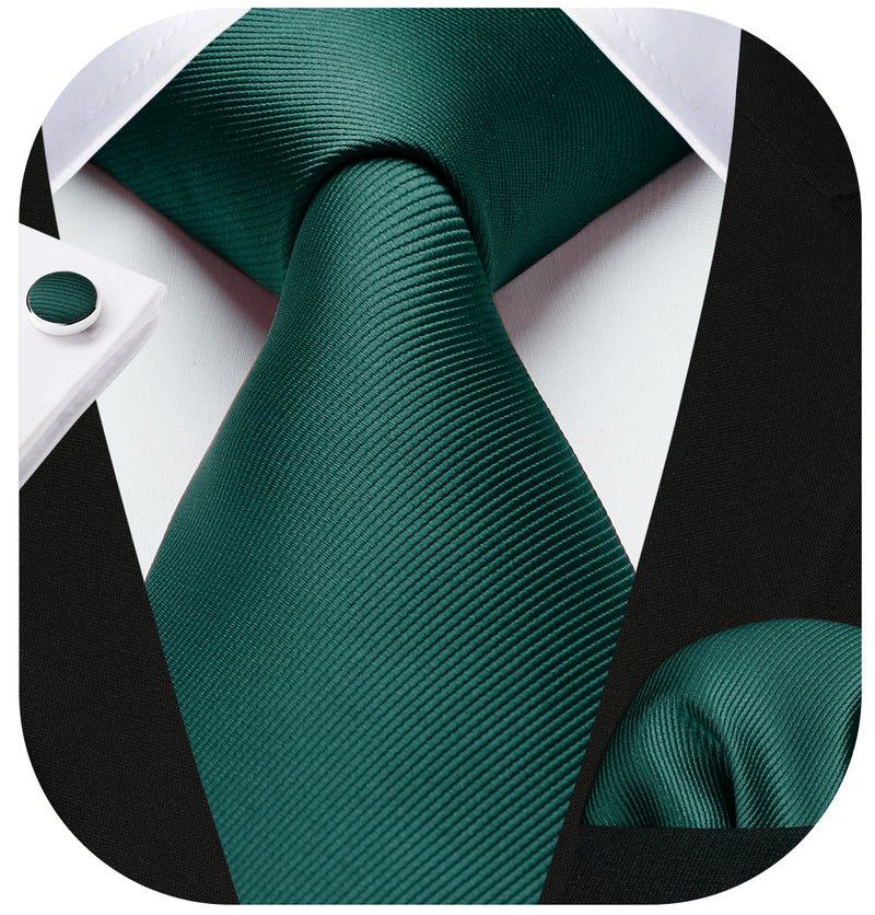 Solid Tie Handkerchief Cufflinks - GREEN 