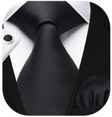 Solid Tie Handkerchief Cufflinks - BLACK 
