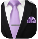 Solid Tie Handkerchief Cufflinks - H- LAVENDER PURPLE 