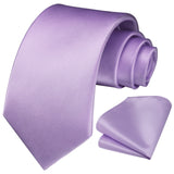 Solid 3.35 inch Tie Handkerchief Set - D-PURPLE LAVENDER 