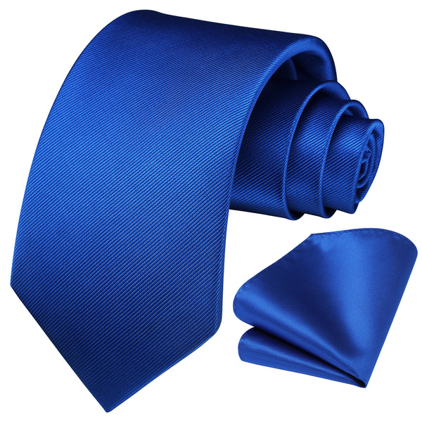 Solid 3.35 inch Tie Handkerchief Set - C-BLUE ROYAL 