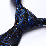 Paisley Tie Handkerchief Set - NAVY BLUE 2/BLACK 2 