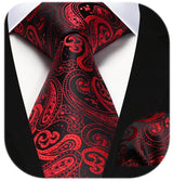 Paisley Tie Handkerchief Set - A5-BURGUNDY2 