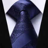 Paisley Stripe Tie Handkerchief Set - D7-LIGHT BLUE