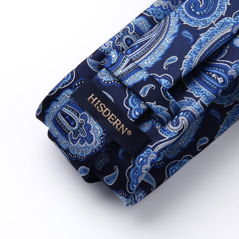 Paisley Tie Handkerchief Set - 01A-BLUE 