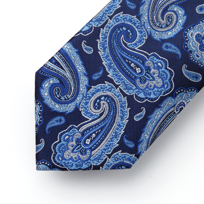 Paisley Tie Handkerchief Set - 01A-BLUE 