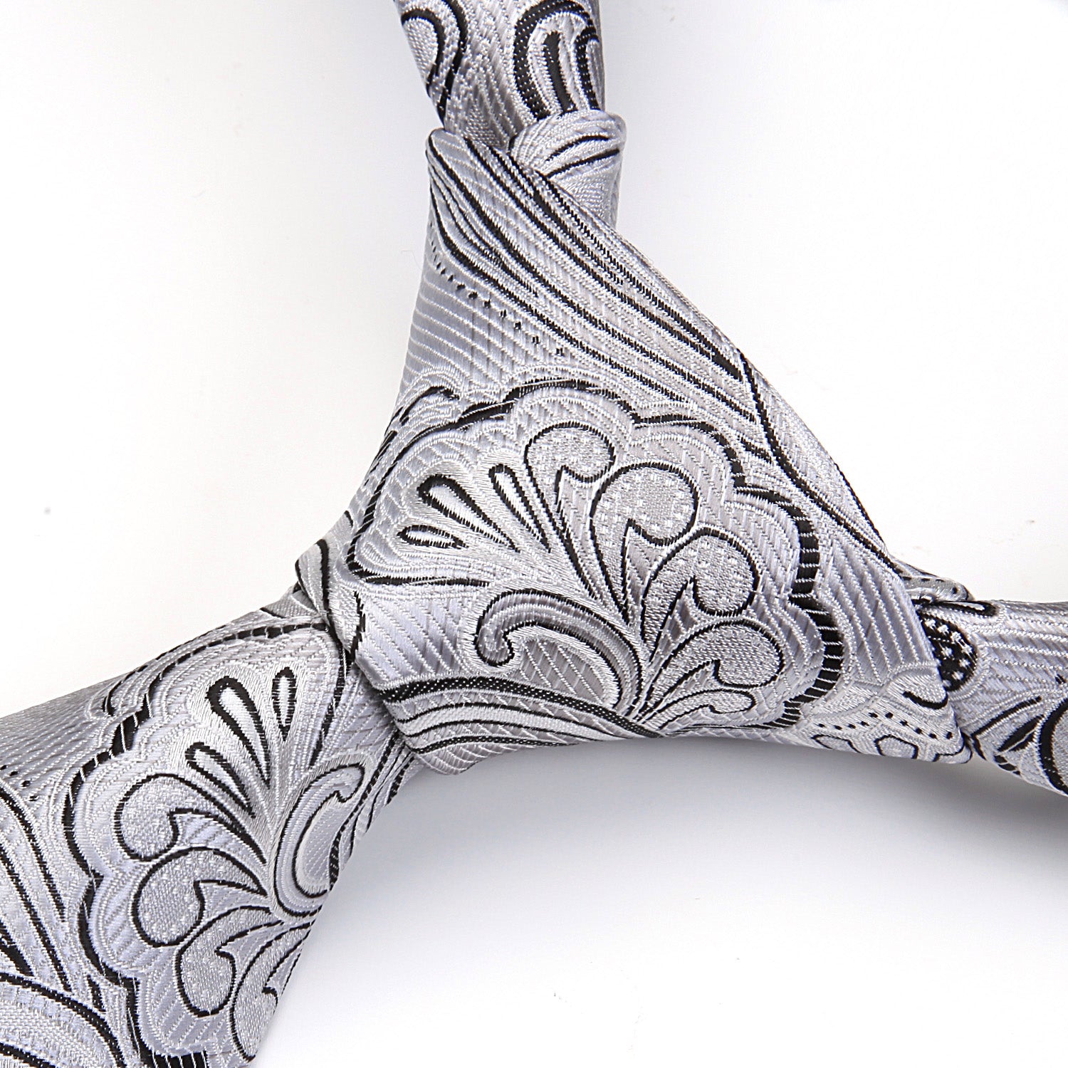 Paisley Tie Handkerchief Set - SLIVER/BLACK
