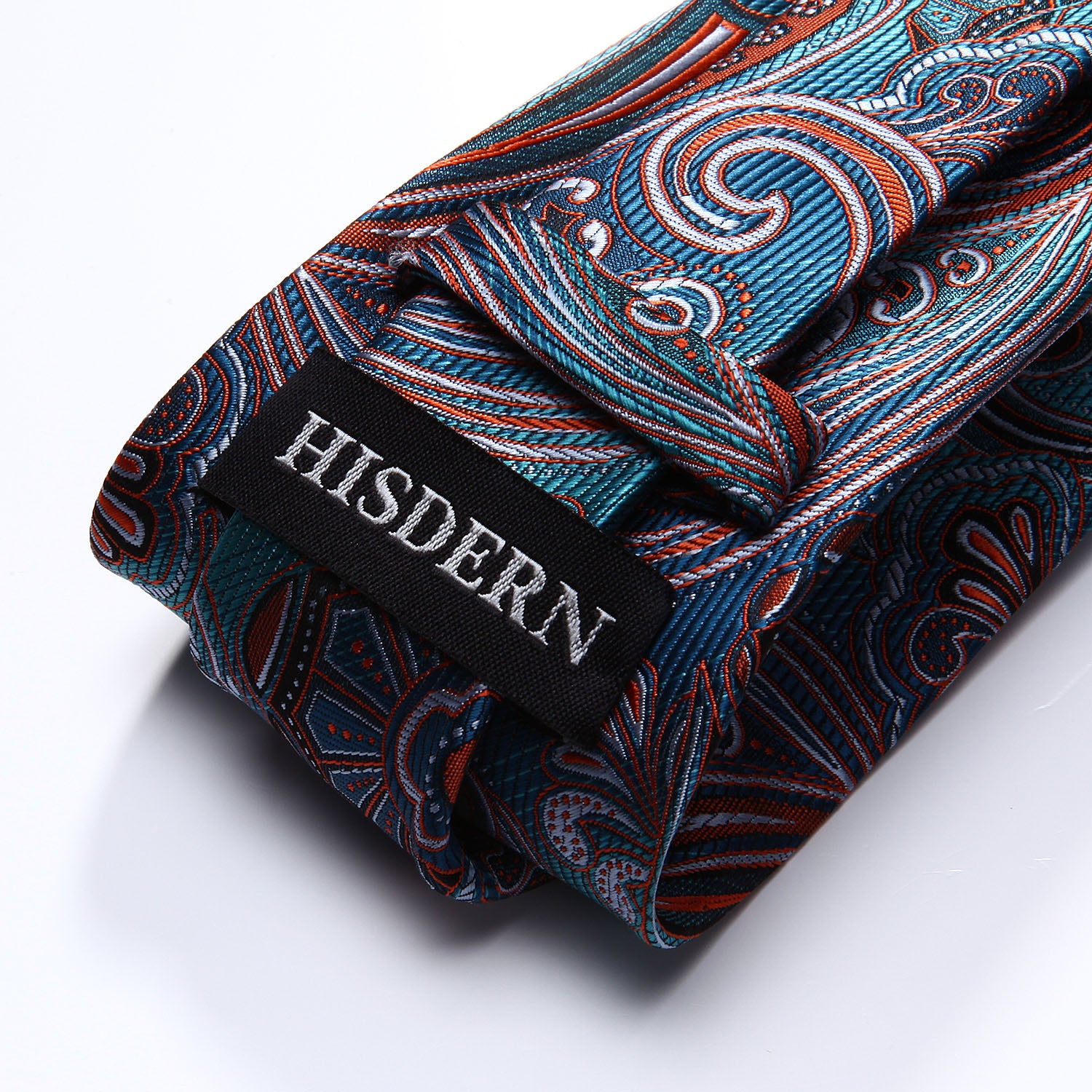Paisley Tie Handkerchief Set - AQUA/ORANGE
