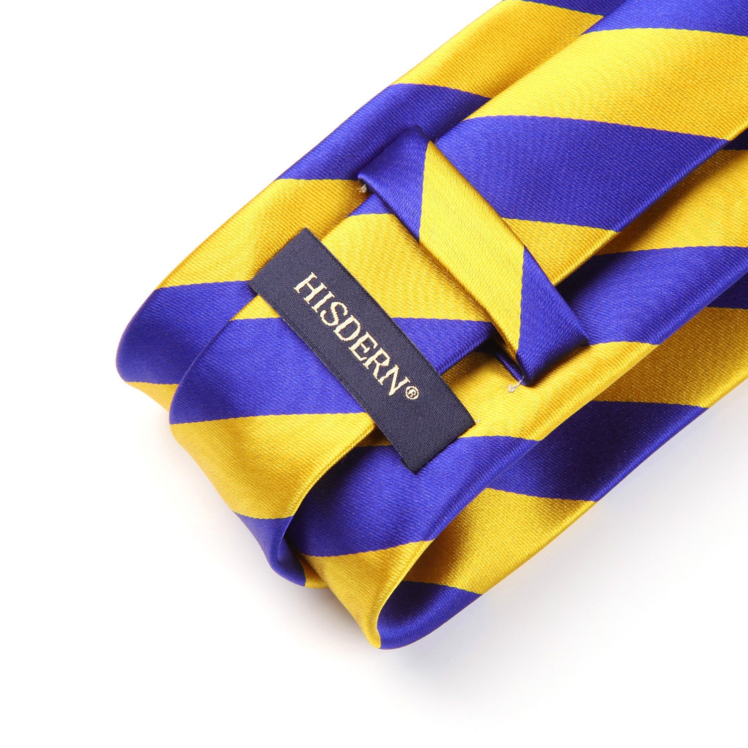 Stripe Tie Handkerchief Set - A-GOLD/ROYAL BLUE