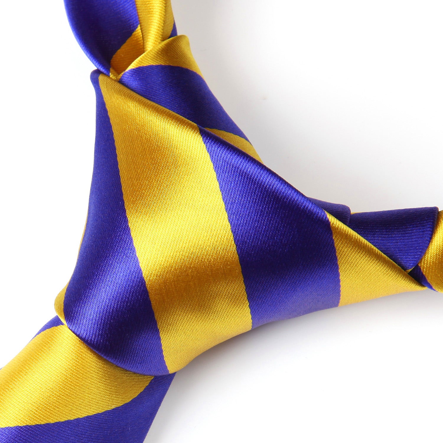 Stripe Tie Handkerchief Set - A-GOLD/ROYAL BLUE
