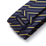 Stripe Tie Handkerchief Set - V- NAVY BLUE-8 