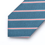 Stripe Tie Handkerchief Set - SKY BLUE/WHITE/RED 