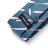 Stripe Tie Handkerchief Set - SKY BLUE/WHITE/RED 
