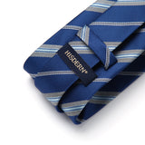 Stripe Tie Handkerchief Set - V- NAVY BLUE-9 