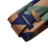 Stripe Tie Handkerchief Set - OLIVE GREEN/TAN/NAVY BLUE 