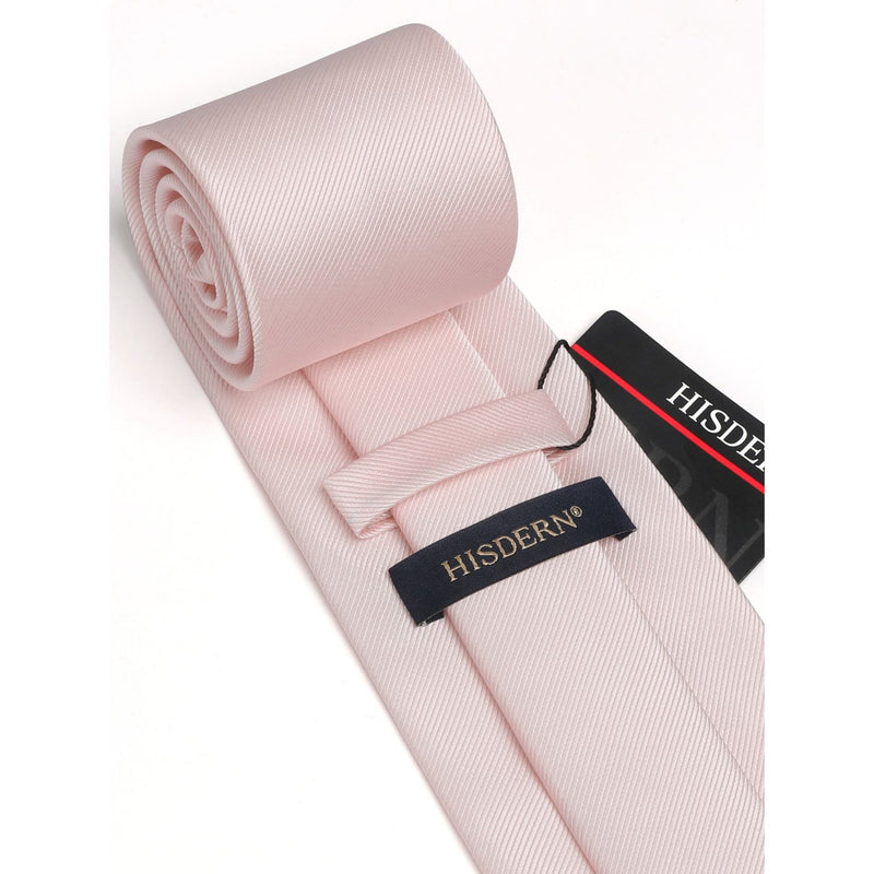 Solid 3.35 inch Tie Handkerchief Set - E-PINK BLUSH 