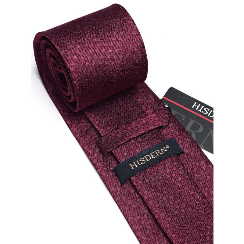 Houndstooth Tie Handkerchief Set - Z-MAROON 