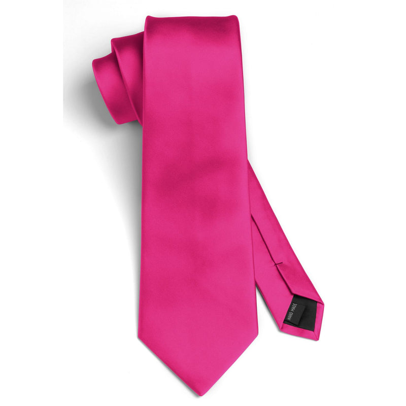 Solid Tie Handkerchief Set - A1-HOT PINK 