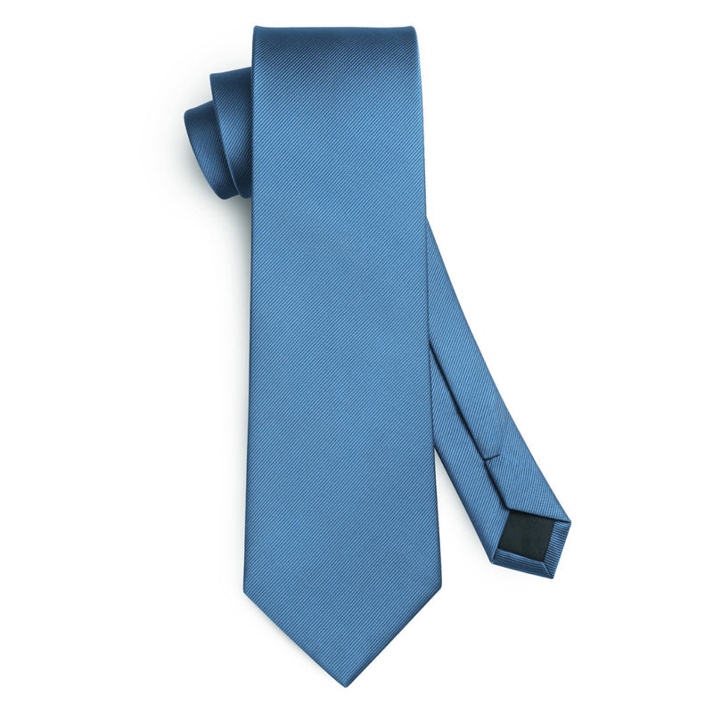 Solid 3.35 inch Tie Handkerchief Set - C-BLUE DUSTY 