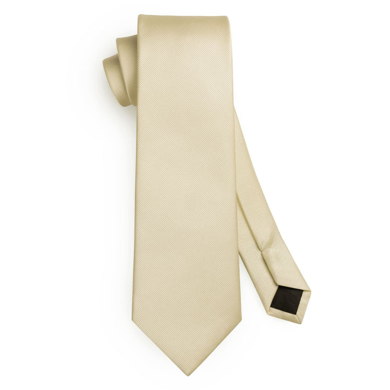 Solid 3.35 inch Tie Handkerchief Set - F-CHAMPAGNE BRIGHT 