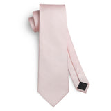 Solid Tie Handkerchief Cufflinks - D- LIGHT PINK 