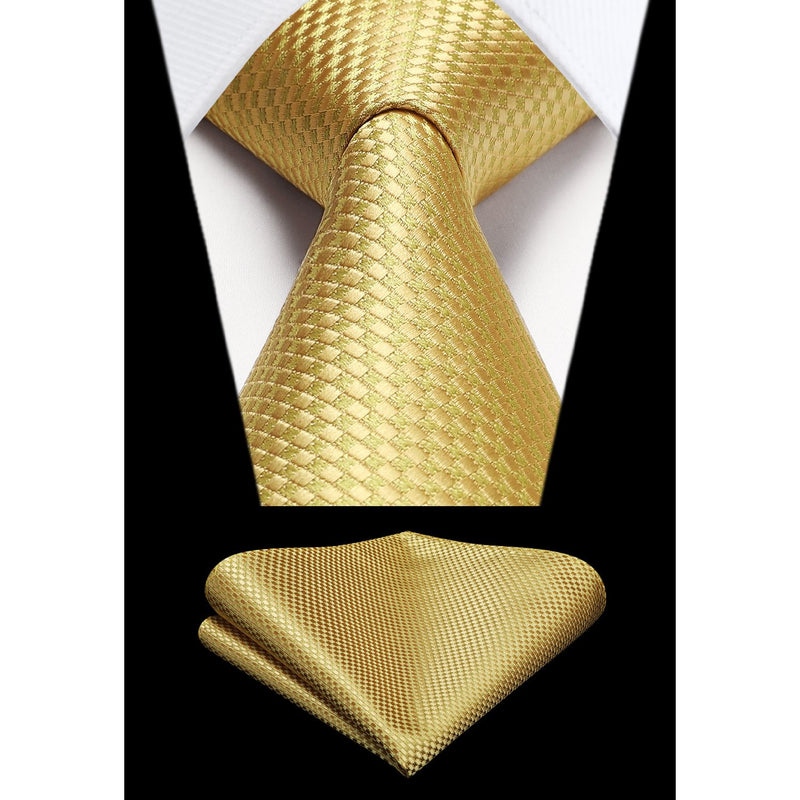 Houndstooth Tie Handkerchief Set - D-04 GOLD 