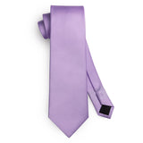 Solid Tie Handkerchief Cufflinks - H- LAVENDER PURPLE 