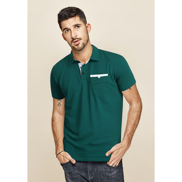 Polo Shirts Short Sleeve with Pocket - B-FOREST GREEN 