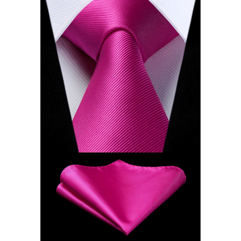 Solid 3.35 inch Tie Handkerchief Set - L-GREY DARK 
