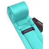 Solid 3.35 inch Tie Handkerchief Set - B-GREEN AQUA 