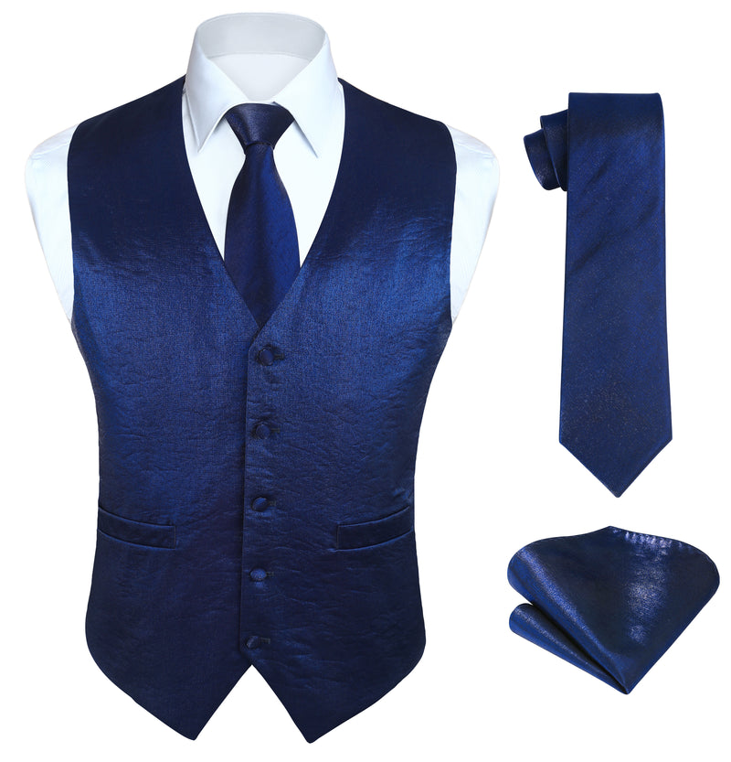 Paisley Floral 3pc Suit Vest Set - BLUE-NEW 