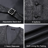 Paisley Floral 4pc Suit Vest Set - A-BLACK1 