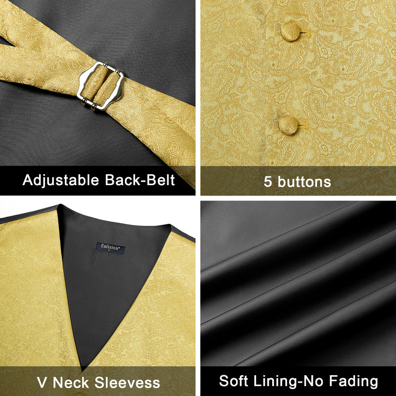 Paisley 4pc Suit Vest Set - GOLD 
