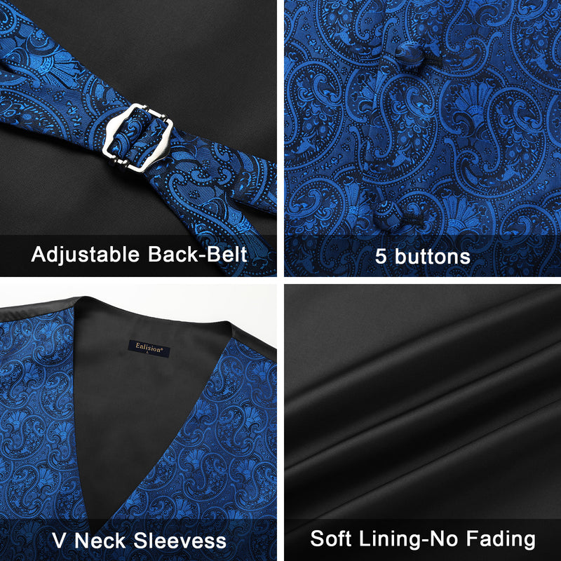 Paisley 4pc Suit Vest Set - ROYAL BLUE 