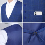 Plaid Slim Vest - A-ROYAL BLUE 
