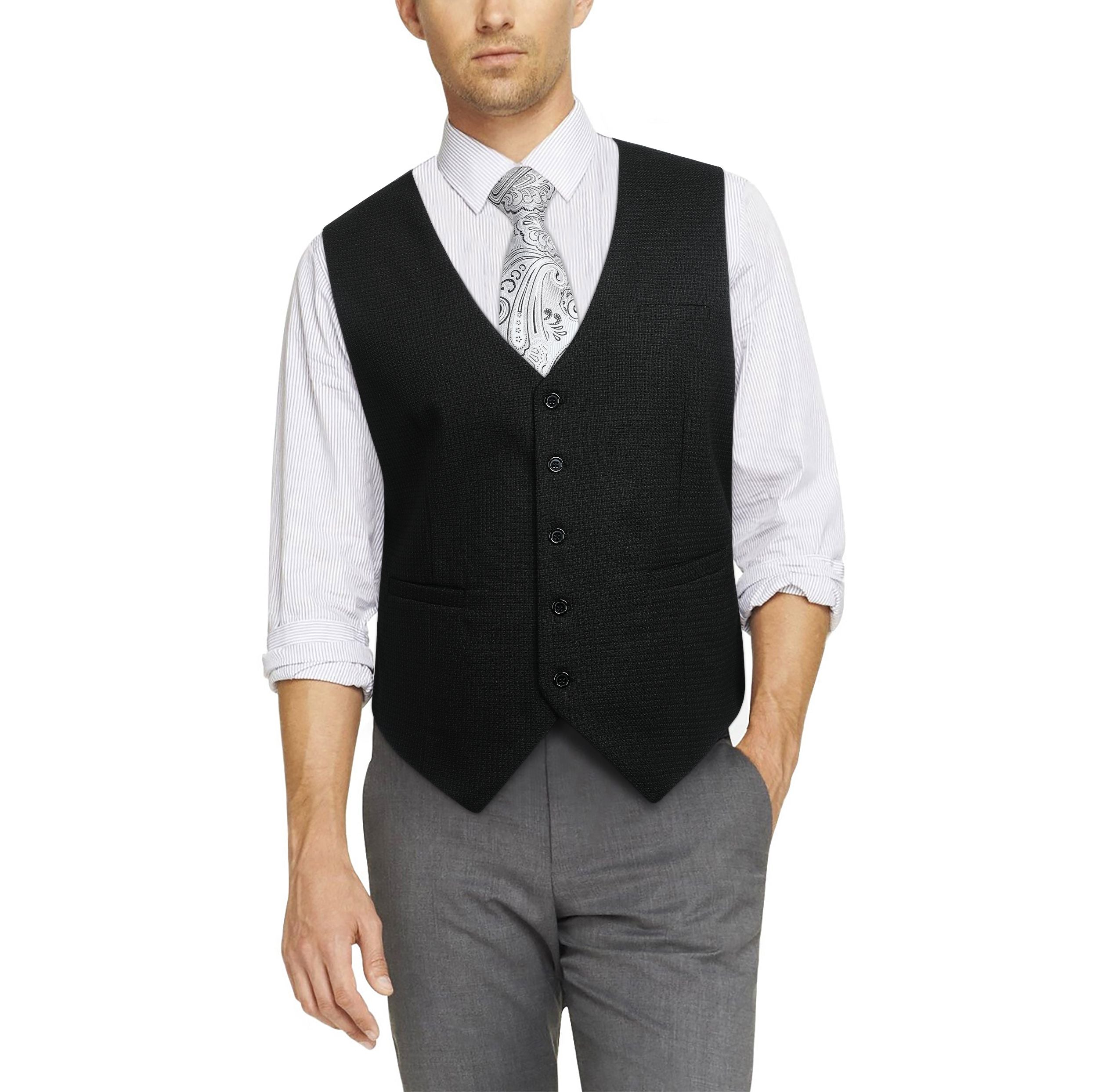 Plaid Slim Vest - A1-BLACK