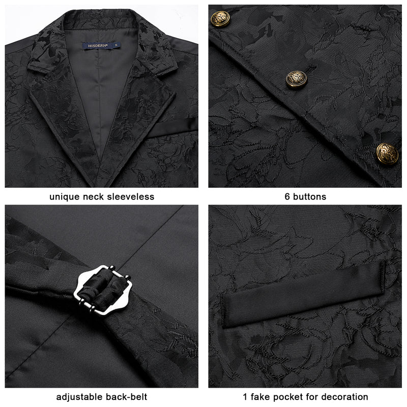 Gothic Lapel Vest for Men - BLACK-7 