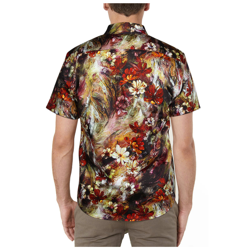 Funky Hawaiian Shirts with Pocket - BLACK/YELLOW/BROWN 