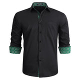 Casual Formal Shirt with Pocket - BLACK/GREEN 