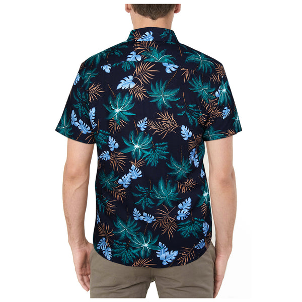 Funky Hawaiian Shirts with Pocket - NAVY BLUE/GOLD 