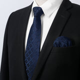 Men's Shirt with Tie Handkerchief Set - 02-WHITE/NAVY 