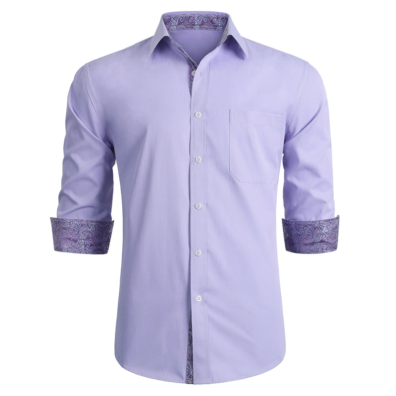 Casual Formal Shirt with Pocket - PURPLE 