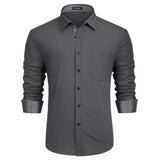 Casual Formal Shirt with Pocket - C-GREY1 